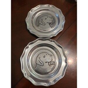 2 Pewter LRC Dog Show Plated By Pewtarex 6" Dog Head